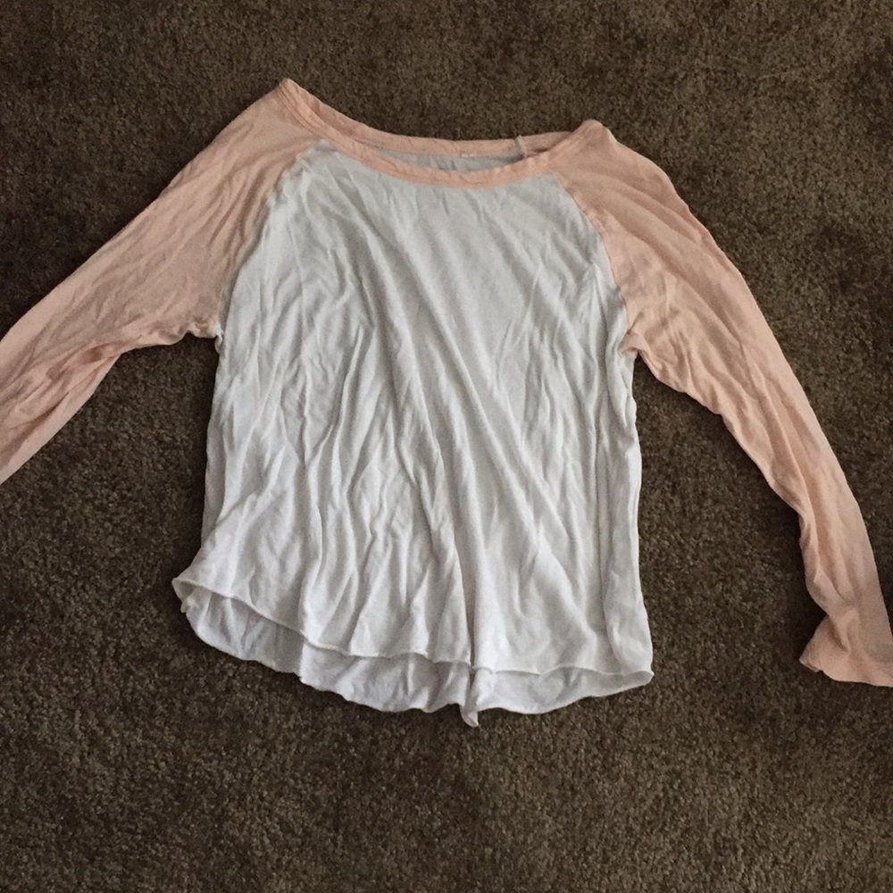 Pink and white baseball tee